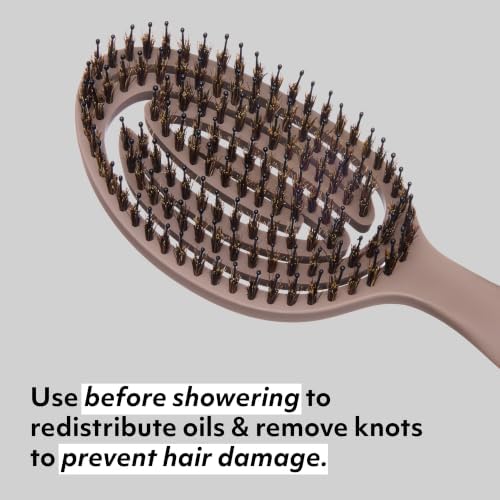 The Boar's Hair Bristle Wellness Brush | Conditions, Detangles, Boosts Scalp Circulation, Lightweight Flexible Design, Vented Cushion, Pain-Free, Helps Dry Damaged Hair (Soft Taupe) - Image 5