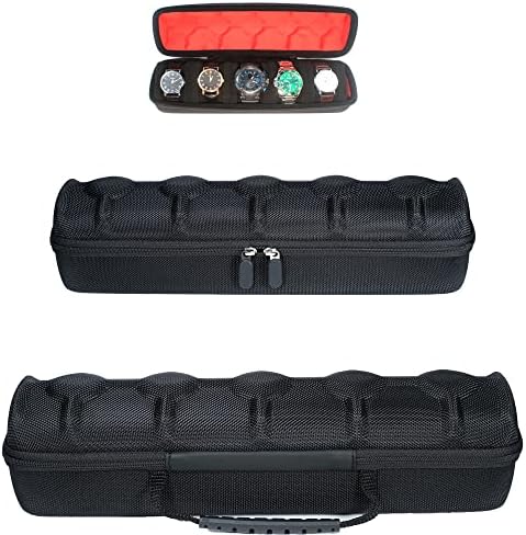 5 Slots Watch travel case, men's watch storage box organizer, watch case holder with flexible foam inserts fit up to 60 mm watch by forBetterLife