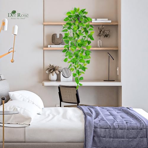 Der Rose 34" Fake Hanging Plant Artificial Pothos Vines Office Shelf Decor - Image 6