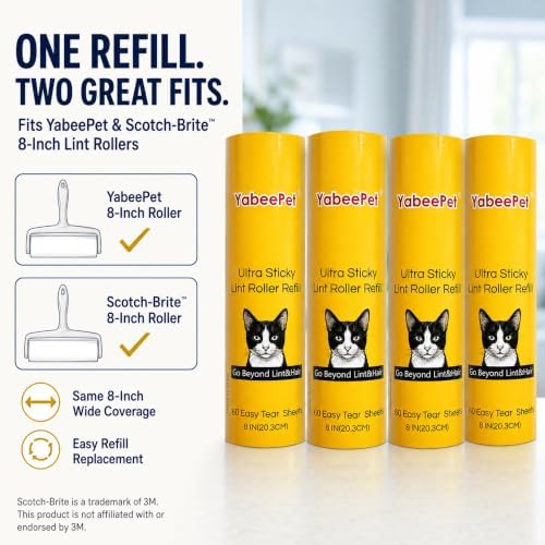 8 Inch Extra Sticky Large Lint Roller Refills, 4 Refills - Image 3