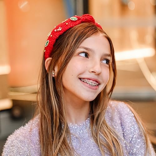 FROG SAC Knot Headband for Girls, Knotted Headbands for Toddler Kids, Rainbow Beaded Unicorn Hair Accessories, Halloween Christmas Stocking Stuffers (Red) - Image 7