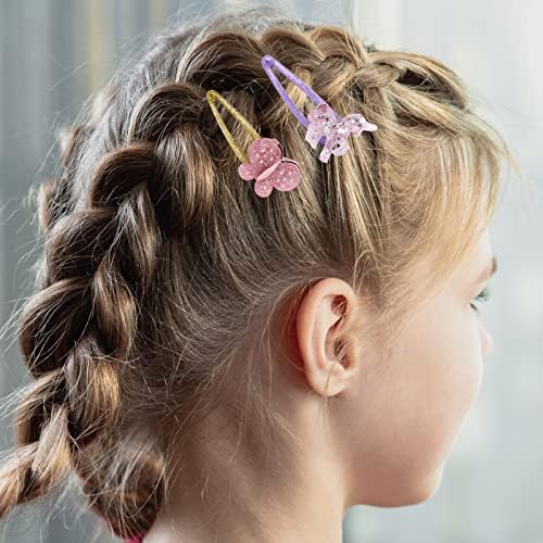8 Pcs Rabbit Snap Clips No Slip Metal Butterfly Hair Clips Little Girls Toddlers Kids Flower Hair Accessories Colorful Unicorn Hair Pins for Birthday Party Supplies (C) - Image 4