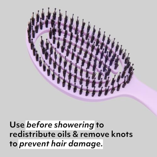 The Boar's Hair Bristle Wellness Brush | Conditions, Detangles, Boosts Scalp Circulation, Lightweight Flexible Design, Vented Cushion, Pain-Free, Helps Dry Damaged Hair (Korean Lilac) - Image 5