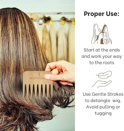 Rene of Paris Wooden Wide Tooth Comb, for Human & Synthetic Hair Wigs - Image 5