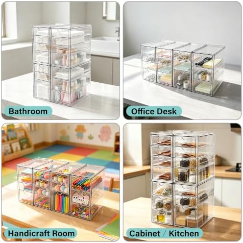 Prsildan Acrylic Desk Organizers with 14 Drawers, Stackable Makeup Storage - Image 4