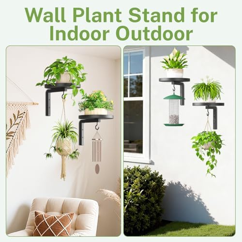 Plant Wall Hanger Holder Set of 2 for Indoor Outdoor, Black - Image 5