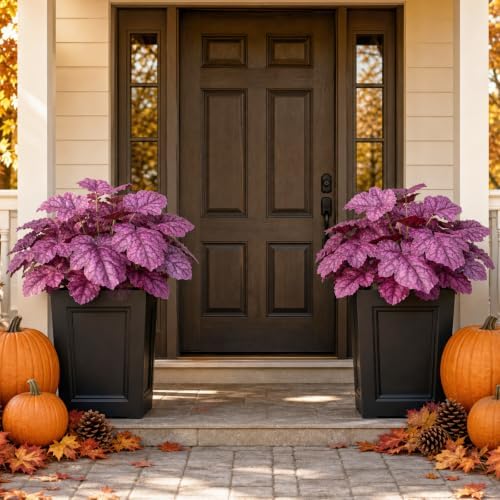 Artificial Fall Plants Fake Heuchera Greenery for Outdoor Porch Planters - Image 2
