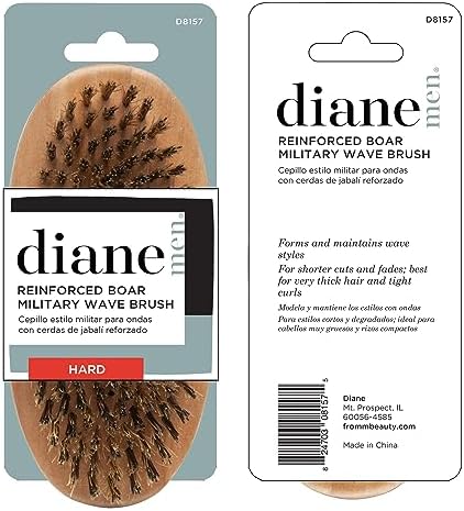 Diane Reinforced Boar Bristle Military Wave Brush for Men and Barbers – Hard Bristles for Thick to Coarse Hair – Use for Detangling, Smoothing, Wave Styles, Restore Shine and Texture - Image 6