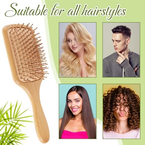 Tessco for you 24 Pcs Bamboo Hair Brushes for Women Bulk Wooden Paddle Brush Scalp Massage Bamboo Bristles Anti Static Men Engraving DIY Gift for Wedding Teacher(Wood Color) - Image 6