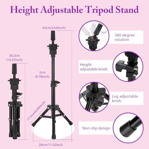 28" Mannequin Head with Hair with Tripod Stand - Image 4