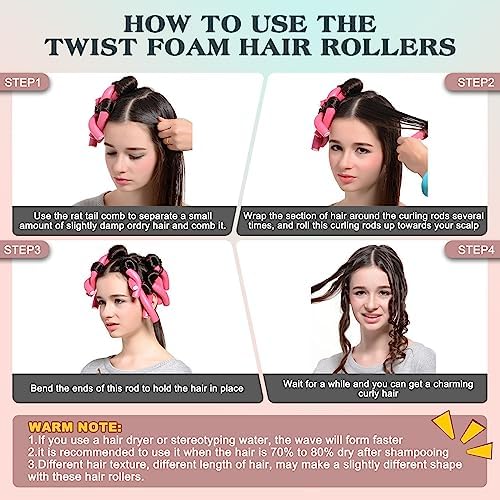 Heatless Hair Curler Set - 30 Flexible Overnight Blowout Rods, Soft Rollers for Long Hair (Small Size) - Image 4