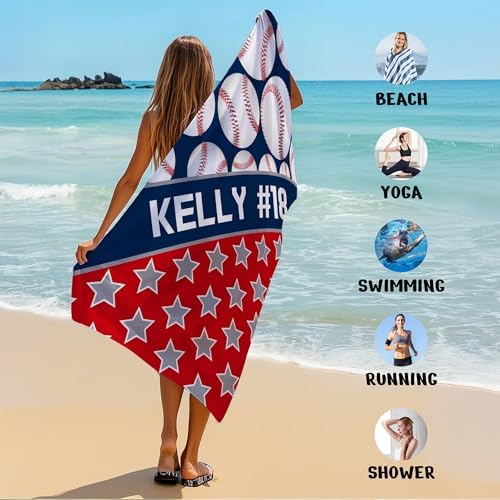 Personalized Beach Towel With Name, Custom Beach Towel with Name, Customized Baseball Microfiber Pool Towel, Quick Dry & Absorbent Swim Towel for Adult,Anniversary, Birthday, Summer Holiday,vacation - Image 6
