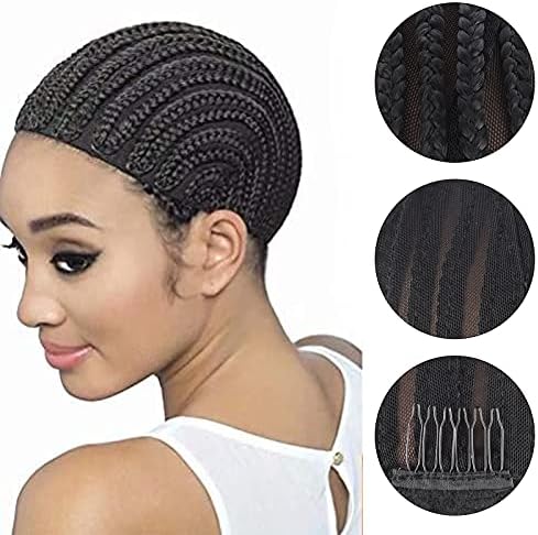 1PCS Breathable Braided Crochet Cornrows Wig Caps for Making Synethic Wigs Durable Stable Black Easier Sew in Braiding Wigs Cap Medium Size - Image 4