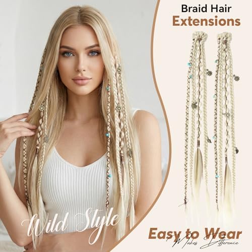 16" Clip in Dreadlocks Hair Extensions for Cosplay (Light Blonde) - Image 7