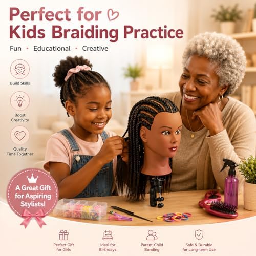 16 Inch 100% Real Hair Mannequin Head Training Head Manikin Cosmetology Doll Head for Hairdresser Practice Braiding Hair Styling with Clamp stand - Image 2