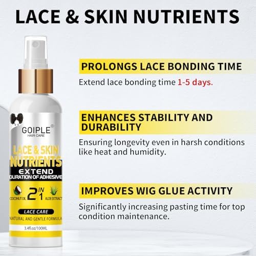 Wig Accessory Essentials Kit Lace Front Wig Glue, Wig Adhesive Extension Spray for Extend Boding Time of Lace Glue, Natural and Gentle Formula Lace & Skin Nutrition Spray Extend Duration of Adhesive - Image 3