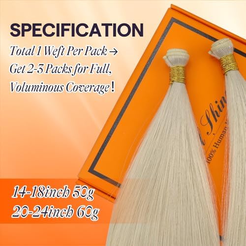 Full Shine Genius Weft Hair Extensions, Blonde Real Human Hair 18 Inch 50g - Image 4