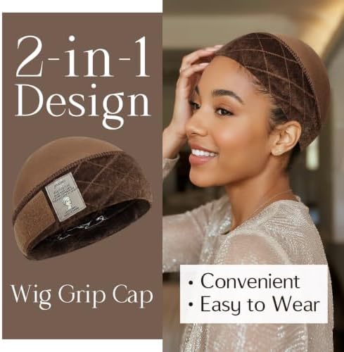 Brown Wig Cap with Wig Band, Wig Grip Cap to Hold Wig in Place, 2PCS - Image 2