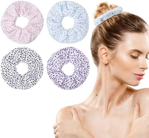 Hair Towel Scrunchies 4-Piece Microfiber Oversized Dry Polka Dots by Yonchic