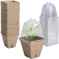 PURPLE STAR 1N 20 Pcs Biodegradable Nursery Pots with Humidity Dome- 2.3 Inch Square Seeding Starter Pot for Planting- Peat Pots for Seedlings Garden Vegetable Flower Germination by PurpleStar