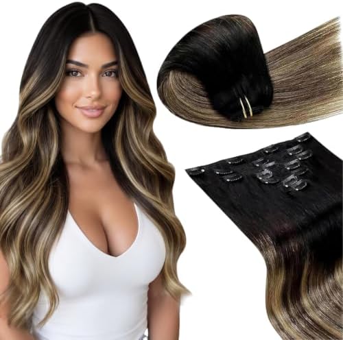 LaaVoo Clip in Hair Extensions Real Human Hair Gentle on Natural Hair Soft by LaaVoo