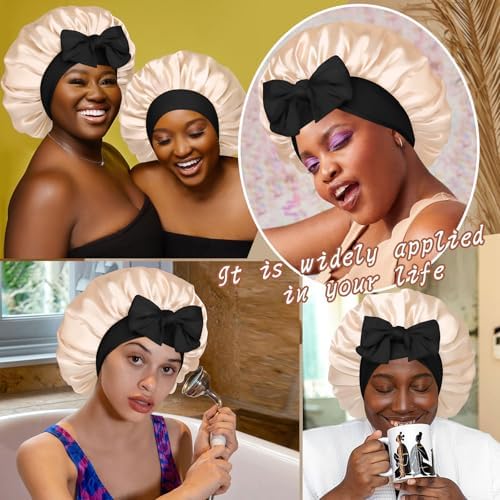 CHLINS Double Layer Satin Bonnet for Sleeping, Hair Bonnet for Curly Hair - Image 7