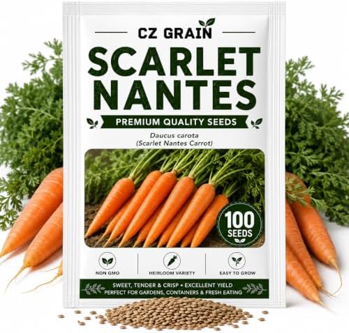 Scarlet Nantes Carrot Seeds for Planting | Sweet Crisp Roots | 100 Seeds by CZGrain