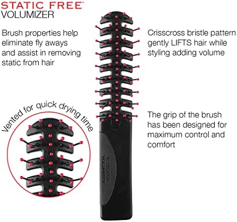 Cricket Static Free Volumizer Hair Brush - Blow Drying, Styling, and Detangling All Hair Types, Long, Short, Thick, Thin, Curly, Straight, and Wavy (Black) - Image 2