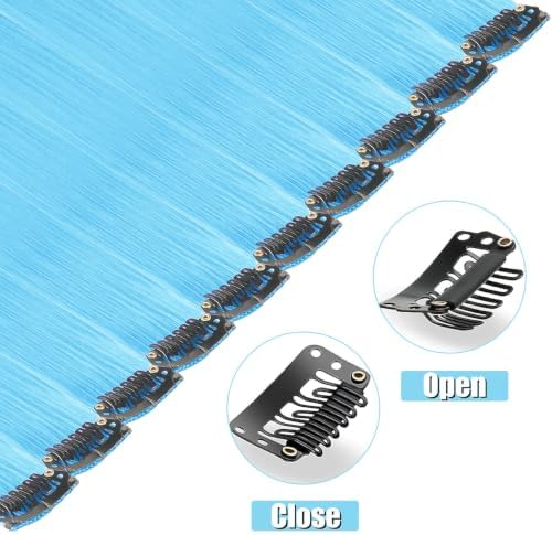 12 PCS Teal Blue Hair Extensions Clip in,22 Inch Colorful Accessories - Image 2