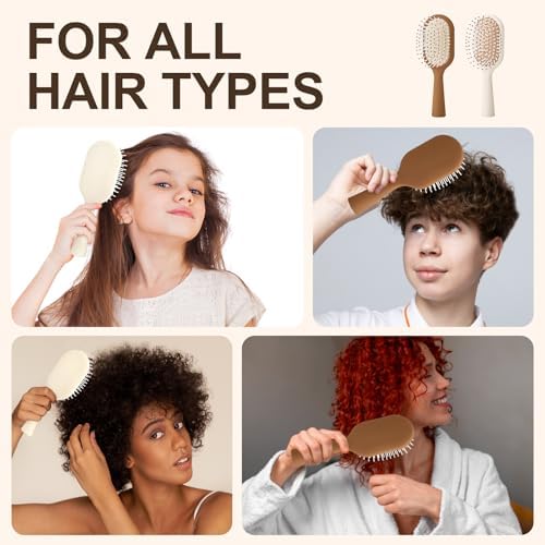 Detangler Hair Bursh for Women Girls Boy and Kids, Small Paddle Brush for Detangling, Protable Travel Size Hair Brush, Suit for Thick Short Curls, Wet and Dry Hair(1 Pack-Beige) - Image 5