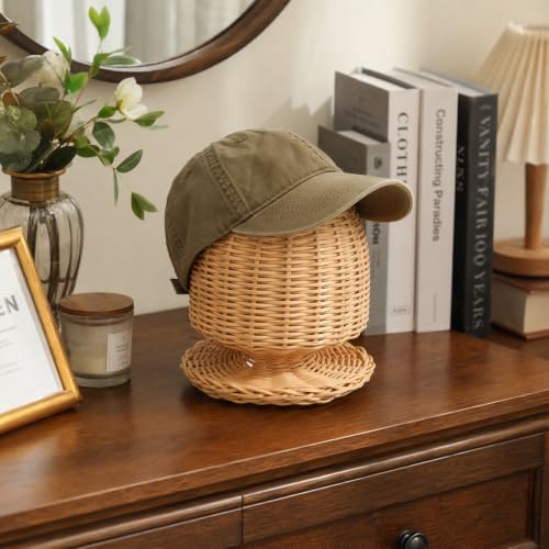 Ipetboom Rattan Hat Display Stand, Woven Wicker Dome Shaped Hat Holder - Image 7