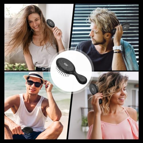 Mini Hair Brush for Women, Travel Size Hair Brush for Purse(Black with Dot) - Image 7
