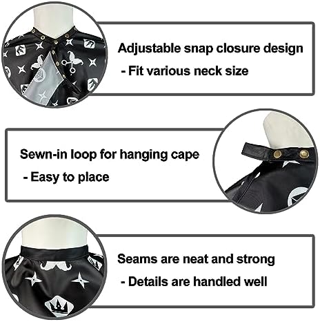 Barber Capes for Men Professional Haircut Capes with Snaps Salon Capes for Stylist -63"*56"(Black) - Image 3