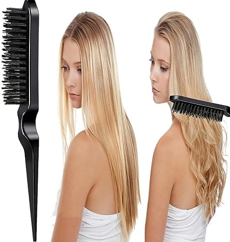 5Pcs Slick Back Brush Set with Topsy Tail Tool, Teasing Bristle, Rat Comb for Women & Girls Hair Styling, Flyaways Control and Edge Combing - BIACK - Image 4