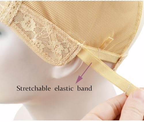 2 Pcs Double Lace Wig Caps with Adjustable Straps Swiss Lace Hairnet on the Back for Making Wig (Blonde M) - Image 6