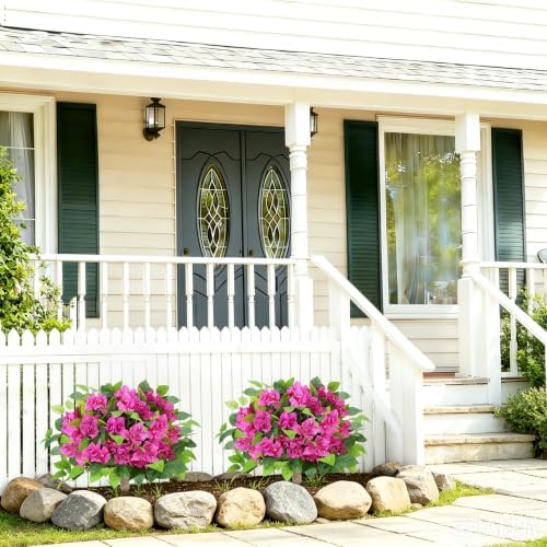 2Pack Artificial Bougainvillea Tree, Red Fake Bushes for Outdoor - Image 4