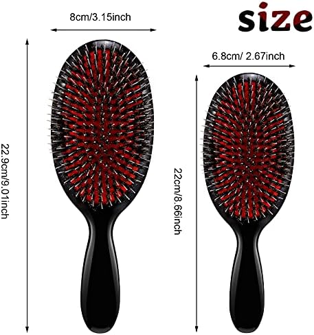 Geiserailie 2 Pcs Boar Bristle Hair Brush with Nylon Quill for Women Men - Image 2