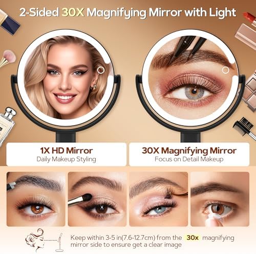 B Beauty Planet Makeup Mirror, Double-Sided Lighted Magnifying Mirror 30X - Image 3