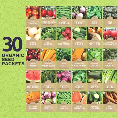 Organic Seeds Gardener Variety Pack - 30 Individual Packs - 2026 Season - Arugula, Basil, Winter Squash, Nantes Carrots and More! for Indoor & Outdoor Planting (Non-GMO, Certified Organic) - Image 2
