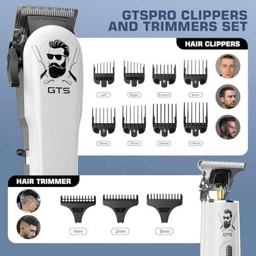 GTSPro Hair Clippers for Men, Clippers and Trimmers Set, Barber Clippers, Electric Hair Trimmer with Box, Gifts for Men White - Image 4