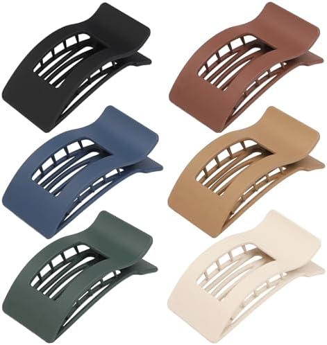 French Flat Hair Clips for Women 6pcs Hair Claw Clips for Thick or Thin Hair Matte Claw Clips for Girls Barrettes Non-Slip Strong Hold Hair Accessories for Women (Dark Colorful) - Image 2