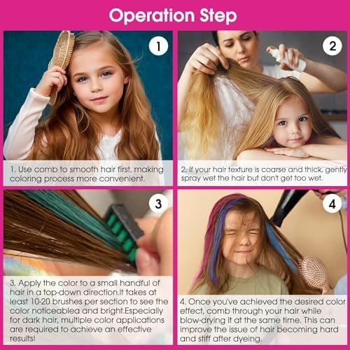New Hair Chalk Comb Temporary Hair Color Dye for Girls Kids, Washable Hair Chalk for Girls Age 4 5 6 7 8 9 10-12 Birthday Christmas New Year Cosplay Hair DIY Party - Image 5