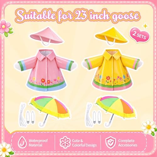 DECOHS 2 Set Raincoat Porch Goose Outfits, Summer Lawn Goose Statue Cloth - Image 2