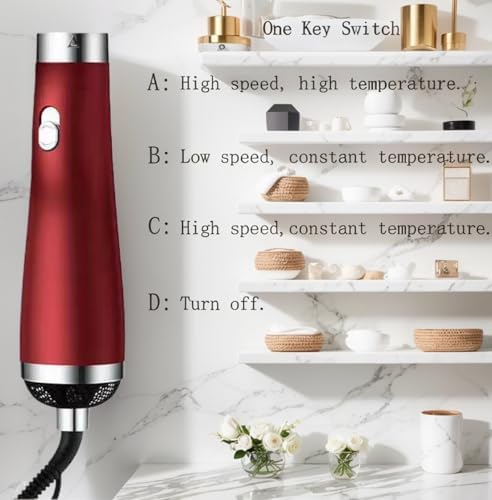 [22m/s High Speed] Portable Hair Dryer, Travel Hair Dryer Featuring Negative Ion Technology - Offers 3 Heat/Speed Settings, 110 Voltage, and Low Noise Motor, Ideal for Home, Travel (red) - Image 4