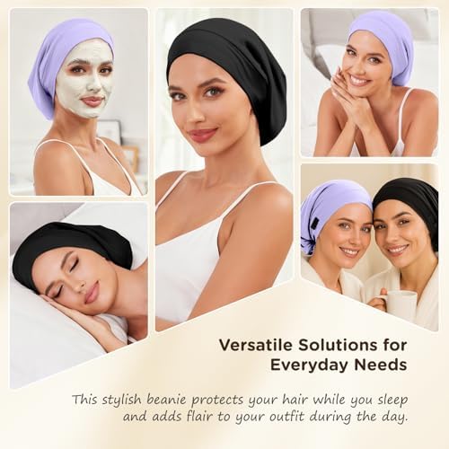 2Pcs Satin Lined Bonnet for Sleeping for Women Men - Image 6