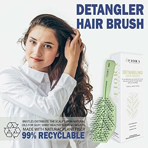 Fiora Naturals Detangling Hair Brush for Women, Detangler Hair Brush Green - Image 5