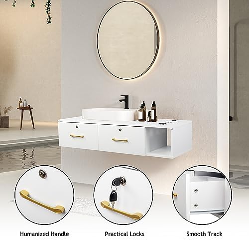Wall Mount Styling Salon Storage Station Cabinet, White - Image 6