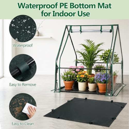 Mini Greenhouse with Waterproof Pad, 36" x 36" x 42" Tabletop Small Greenhouse for Indoor Outdoor Seed Starting, Portable Plant Cover Tent for Seedlings, Germination, Plant Protection - Image 4
