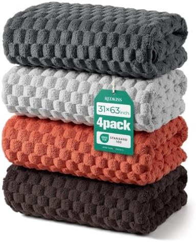 REDKISS Extra Large Bath Towels Microfiber, 31”x 61” 4 Pack, Super Soft by REDKISSOnline