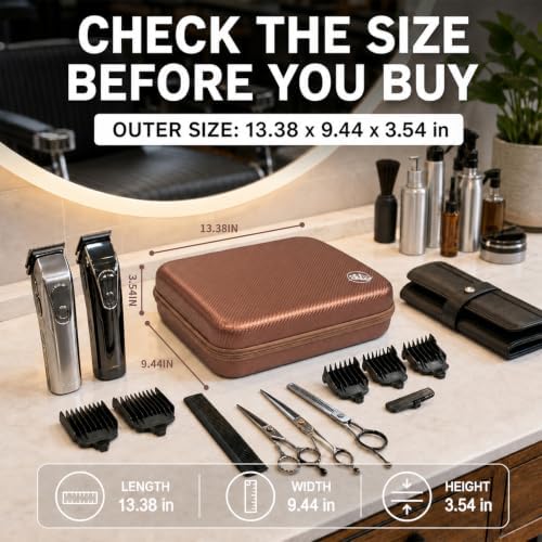 Boobowl Hard Travel Case for Hair Clippers, Hair Cutting Barber Supplies Organizer Bag, Trimmer Storage Holder for Ufree/for Wahl Men Razor Guard Grooming Kits -Box Only (Brown) - Image 6